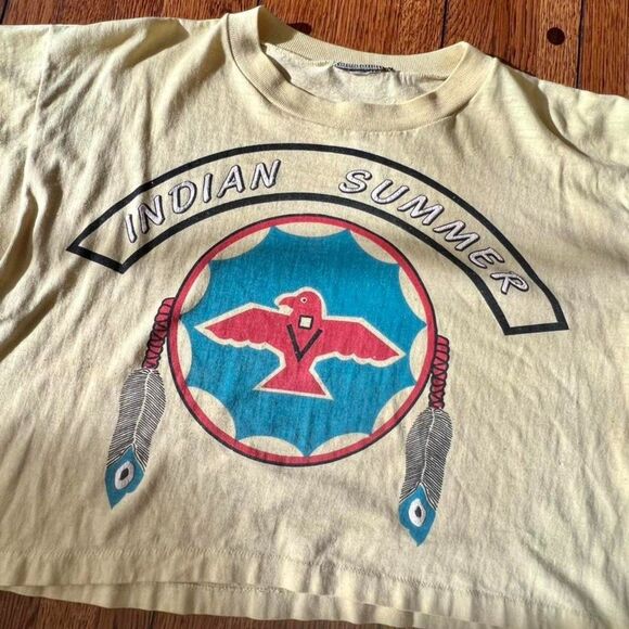 Vintage Thunderbird Crop Top T-Shirt Soft Thin Rare - Picture 2 of 4